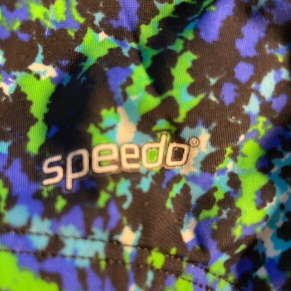Speedo One-Piece Swimsuit 8 blue green abstract medium coverage - Picture 5 of 7